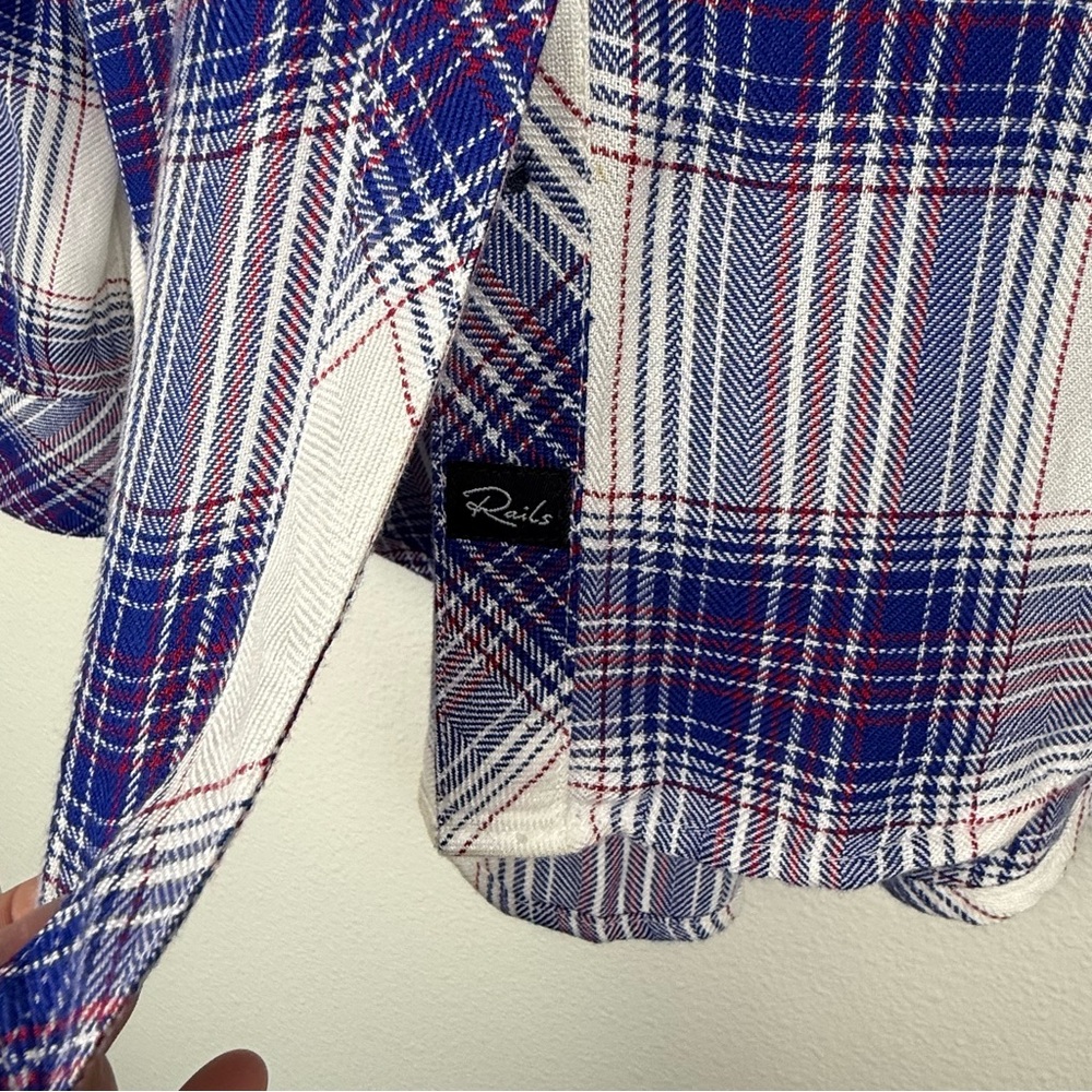 Rails Hunter White Dusk Rouge Button Down Flannel Plaid Shirt - Picture 8 of 13